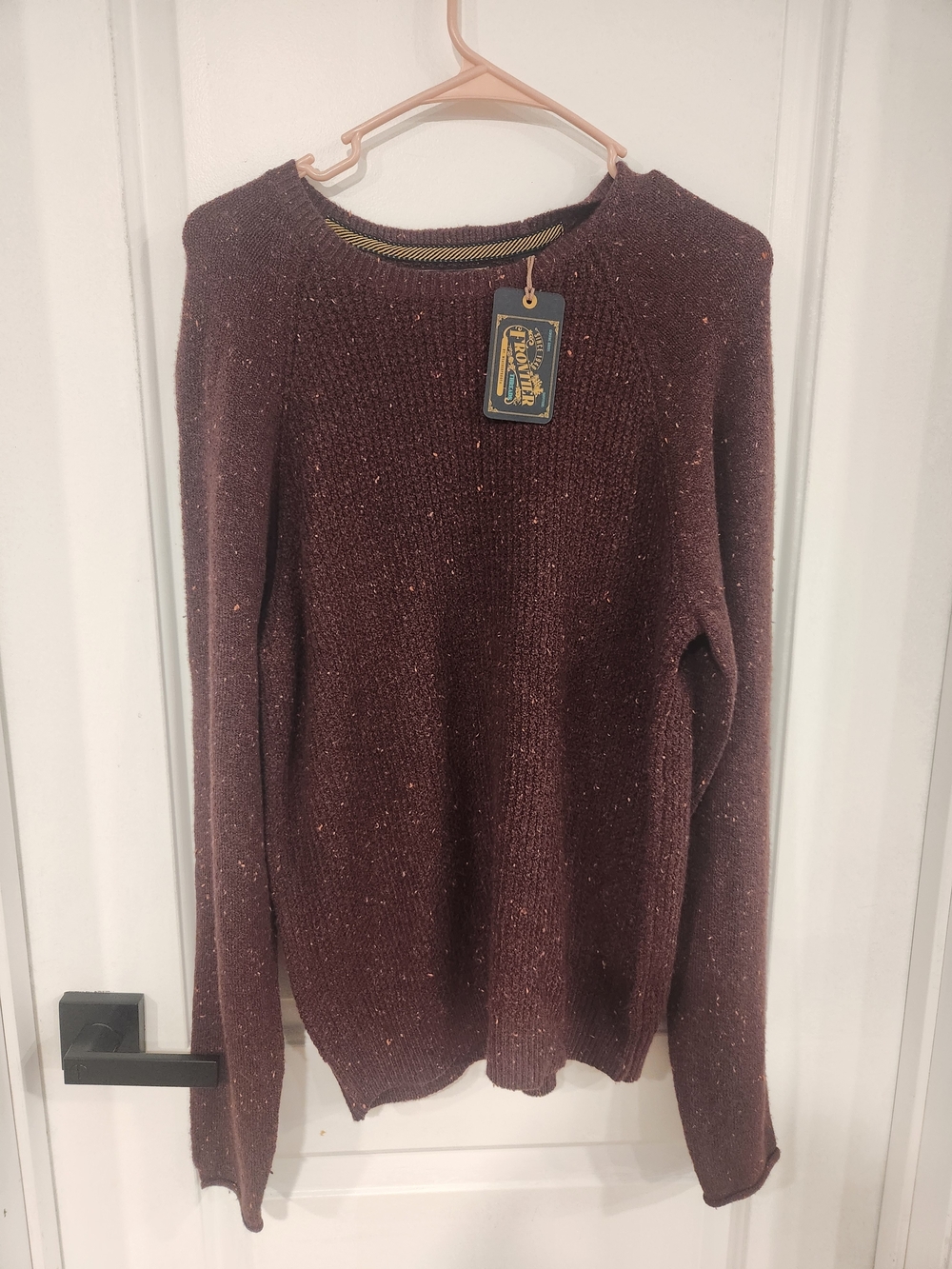 Weatherproof Frontier Threads Burgundy Speckled Knit Crewneck